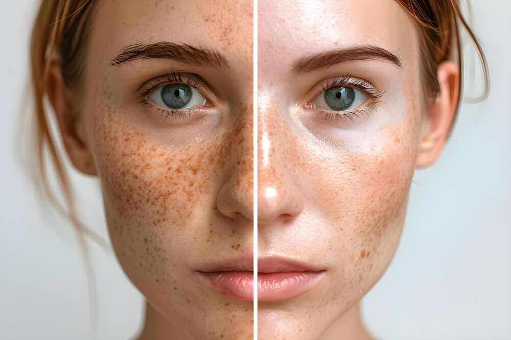 Young lady hyperpigmentation treatment, before and after. Medazur Medical Clinic in Leytonstone.