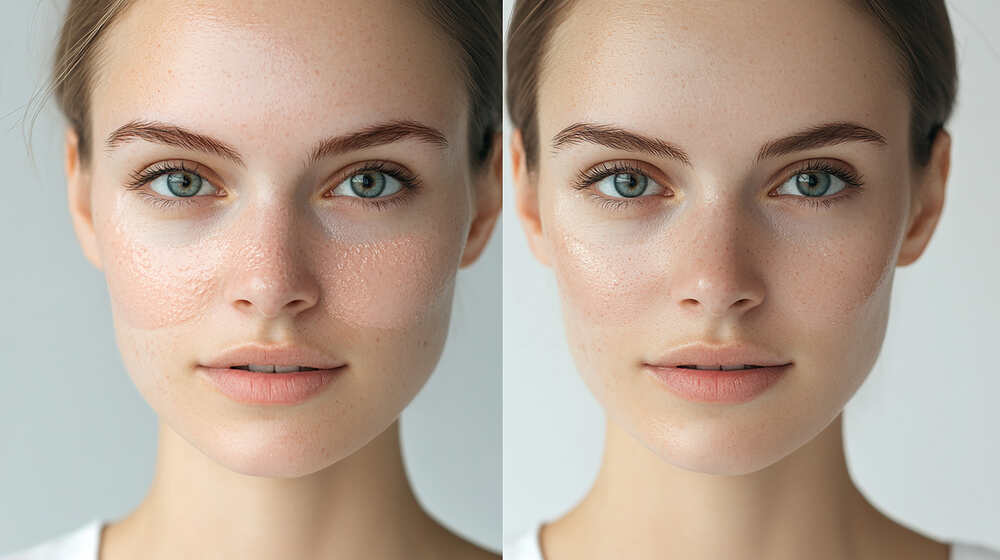 Young lady skin refinement before and after. Medazur Medical Clinic in Leytonstone.